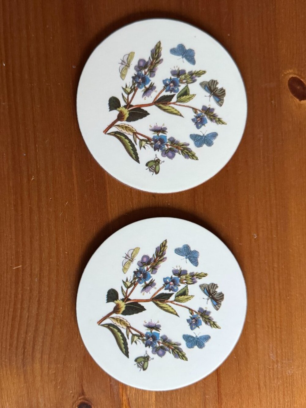 Vintage Portmeirion Botanic Garden Round Coasters Set of 6 with Box - Cork Base - Picture 7 of 11